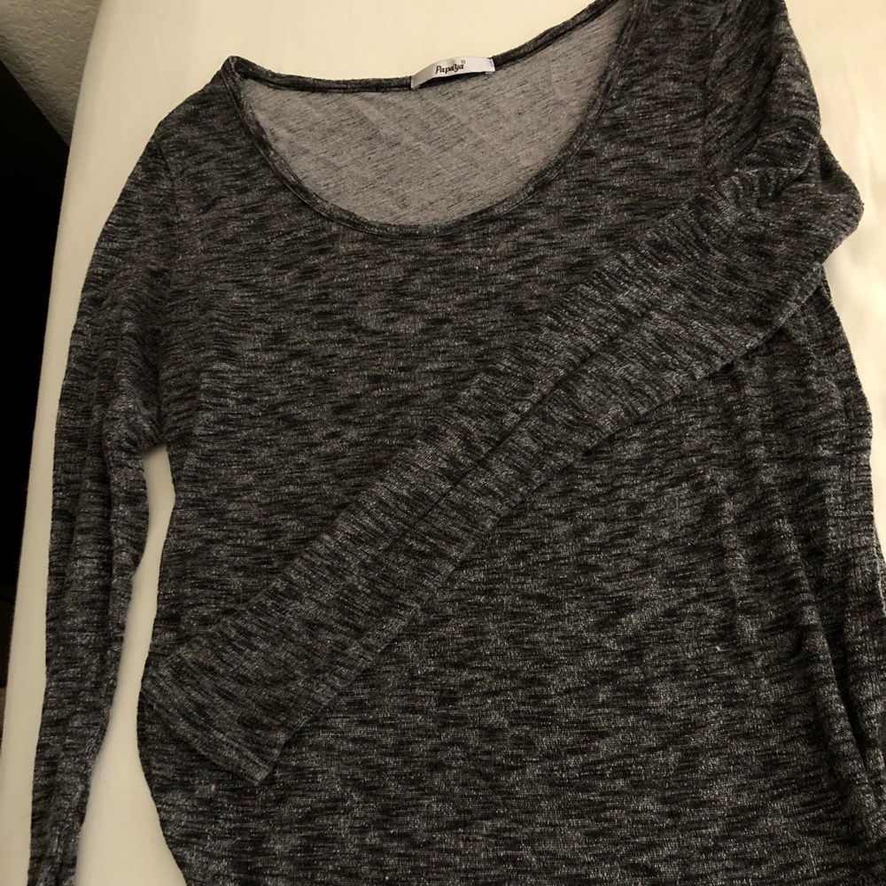 Charcoal Long Sleeve Split Top